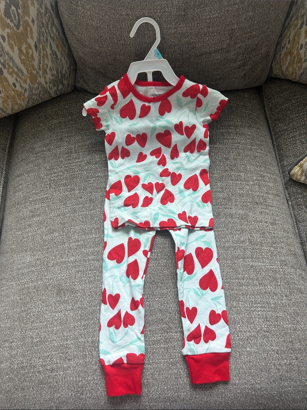Carter's Red Heart Pattern Short-Sleeve Pajama Set